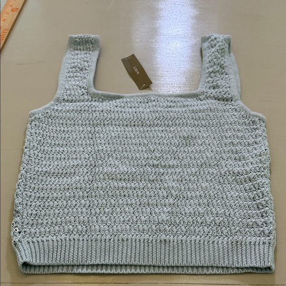 J.Crew Mirror Embellished Sweater Tank XS Beaded Sequin Knit Top Blue - Picture 9 of 10